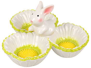 Менажница пасхальная Bloom & Bunny керамическая с 3 секциями, 19,5×11 см