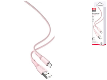 Кабель USB XO NB225 Silicone two-color Lightning, Розовый