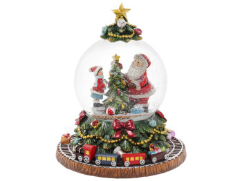 Декоративный водяной шар с движущимся поездом 18см с музыкой Happy New Year заводной механизм 559-23