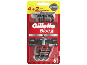 Бритвы одноразовые GILLETTE BLUE 3, 3 лезвия 4+2шт Red