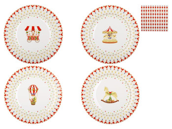 Тарелка сервировочная Зимняя Сказка, фарфор, 27×2,4см, 4 дизайна (цена за 1шт)