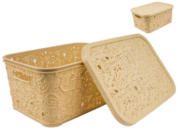 Кошик з кришкою Ажур (колір - бежевий) 10л Efe plastics