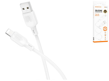 Кабель USB Borofone BX113 Silicone Lightning 2.4A Колір Бiлий