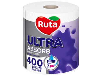 Бумажные полотенца Ruta Ultra Absorb, 3-слойные, 60м, 400 отрывов, 1 рулон
