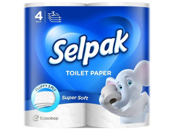 Папір туалетний Selpak Extra, 3-х шаровий, білий, 4шт 