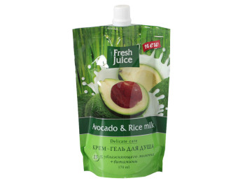 Крем-гель для душу Fresh Juice дой-пак "Avocado & Rice milk" авокадо і рисове молочко 170мл
