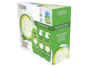 Набір подарунковий Eloderma Cucumber&amp;Mallow, шампунь 400 мл, мило 300 мл, лосьйон 300 мл, мочалк