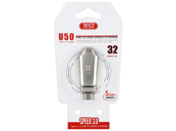 USB флеш-накопитель XO U50 USB3.0+Type C 32GB, Стальной