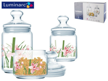 Набор банок Luminarc Red Orchis 3 предмета (500мл, 750мл, 1л) 14033