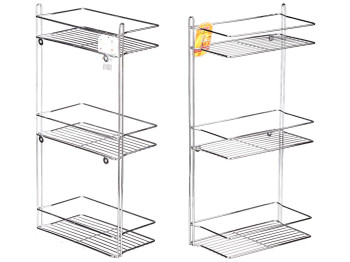 Полка для ванной комнаты 3-ярусная A-Plus настенная, нержавеющая сталь 28,2х15,3х56,2см 11575