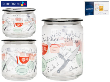 Набор банок Luminarc Plano Kitchen Bliss 3 предмета (500мл, 750мл, 1л) 50109