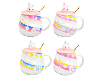 Чашка с крышкой и ложкой Sweet bunny 420мл