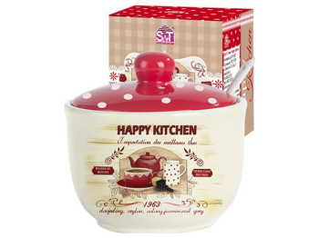 Сахарница с ложкой Happy Kitchen 11х11х7,5см 450мл