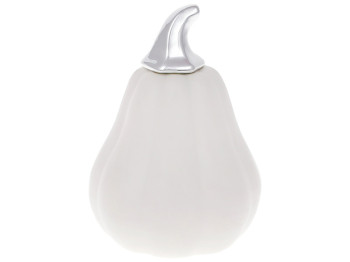 Декор Гарбузик, 11,5см, колір - білий глянець із сріблом