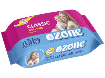 Вологі серветки дитячі "OZONE" "З екстрактом календули і вітаміном Е" 72 шт