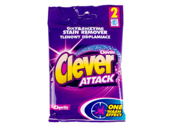 Пятновыводитель Clever Attack в порошке 60гр (сашетка) Польша