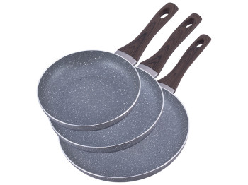 Набор сковород Kamille с антипригарным покрытием Grey marble из алюминия (D20см, D24см, D28см)