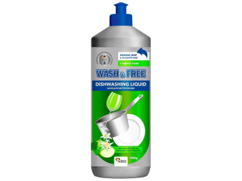 Средство для мытья посуды Wash&Free Зеленое яблоко и экстракт эдельвейса 1л 01379