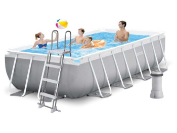 Басейн каркасний Intex 26790, прямокутний, 400×200×122см, 8418л, колір сірий