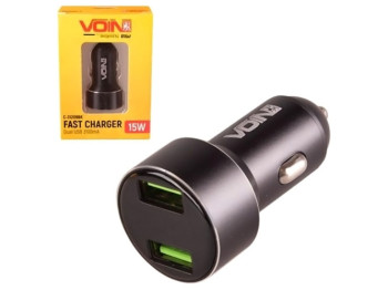 Автомобильное зарядное устройство VOIN C-31209BK, 2USB (12/24V - 5V 3,1A) + вольтметр
