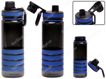 Пляшка спортивна для води Kamille пластикова 750мл (колір чорно-синій)