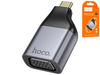 Переходник Hoco UA34, Type-C to VGA, 2K 60Hz, алюминий+ABS, 52×26×14мм, цвет серый