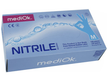 Перчатки нитриловые MediOk, неприпудренные M, синие, 100шт