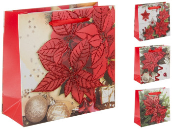 Пакет подарочный бумажный Новогодний 15х6х14,5см