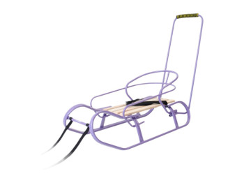 Санки детские с ручкой-толкателем Экспресс, фиолетовые, со спинкой и ремнем безопасности