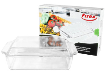 Кастрюля термостекло Firex прямоугольная с крышкой 2л
