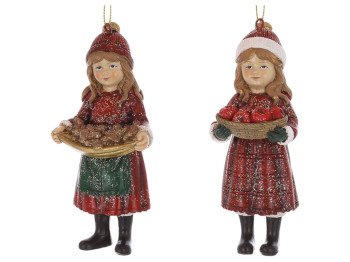 Підвіска декоративна Дівчатка з пряниками та яблуками, 5,5×4,5×12см, 2 дизайни (ціна за 1шт)
