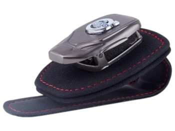 Держатель для очков и банковских карт Volvo, кожа, цвет чёрный