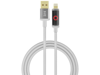 Кабель зарядный Yoki Smart Pulse, Usb-A - Lightning, автоотключение, 12Вт, 1,2м