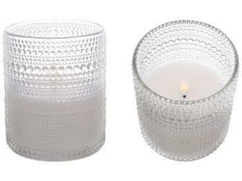 Светодиодная восковая свеча в стеклянной колбе Bauble, теплый белый свет, цвет стекла - дымчатый