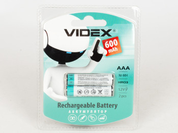 Аккумулятор Videx Rechargeable AAA 600 mAh (цена за блистер 2 шт) 4820118291826