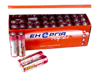 Батарейка солевая Енергiя, 1.5V, AA, R6 (цена за спайку 2шт)