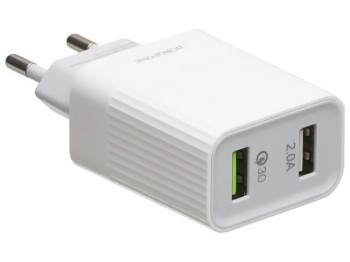 Мережевий зарядний пристрій Borofone BA39A QC3.0 Micro 2USB 18W Колір Білий