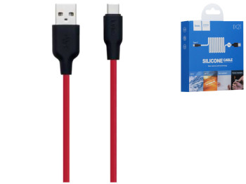 Кабель USB Hoco X21 Silicone Type-C, Чорно-Червоний