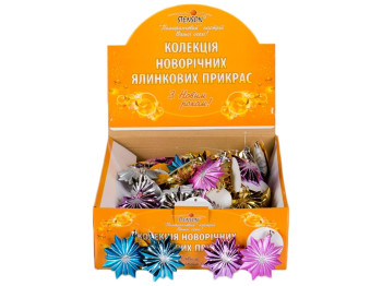 Ялинкові іграшки "Зірочки" 9,5 см 2шт / наб (ціна за дисплей 48наб)