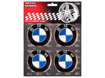 Наклейки на ковпаки BMW, 9см, сині, 4шт