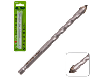 Свердло Alloid по склу, кераміці, HEX 1/4", 12мм, 120мм
