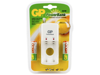 Зарядний пристрій GP PowerBank для 2х акумуляторів AA/AAA, в комплекті 2 акумулятора AA 2500mAh