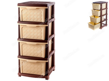 Комод R plastic Компакт Плюс на 4 ящика, коричнево-бежевый, 34x40x86см, 04003