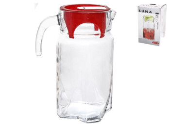Кувшин с крышкой Pasabahce Luna, боросиликатное стекло, 1750мл, цвет красный