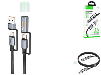 Кабель USB Hoco U138 USB/USB-C to USB-C/LED Light 1.2м Цвет Черный