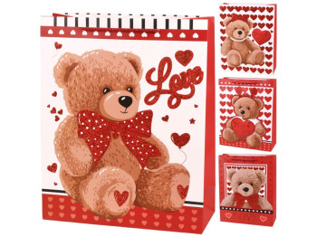 Пакет подарочный Teddy Love, бумага, 18х24х8,5см, 4 дизайна (цена за 1шт)