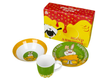 Набор детской керамической посуды в яркой под. уп. Не пора бы нам подкрепиться Заец 3 предмета