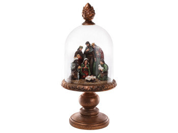 Вертеп під скляним ковпаком з LED - підсвічуванням, на батарейках 3хАА (в комплект не входять), 56см