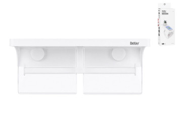 Тримач для туалетного паперу Bathlux, подвійний, настінний, 32×11,5 см, білий прозорий