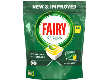 Таблетки для посудомоечных машин Fairy Original All in One Lemon, 40шт